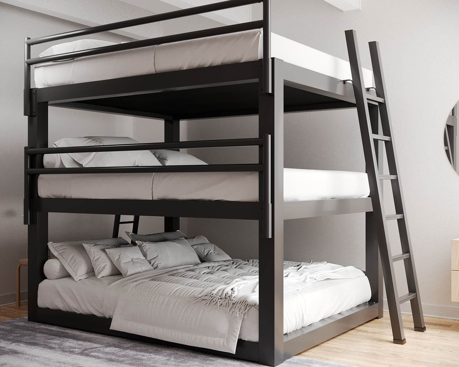 Twin XL Over King L-Shaped Bunk Bed (Charcoal)